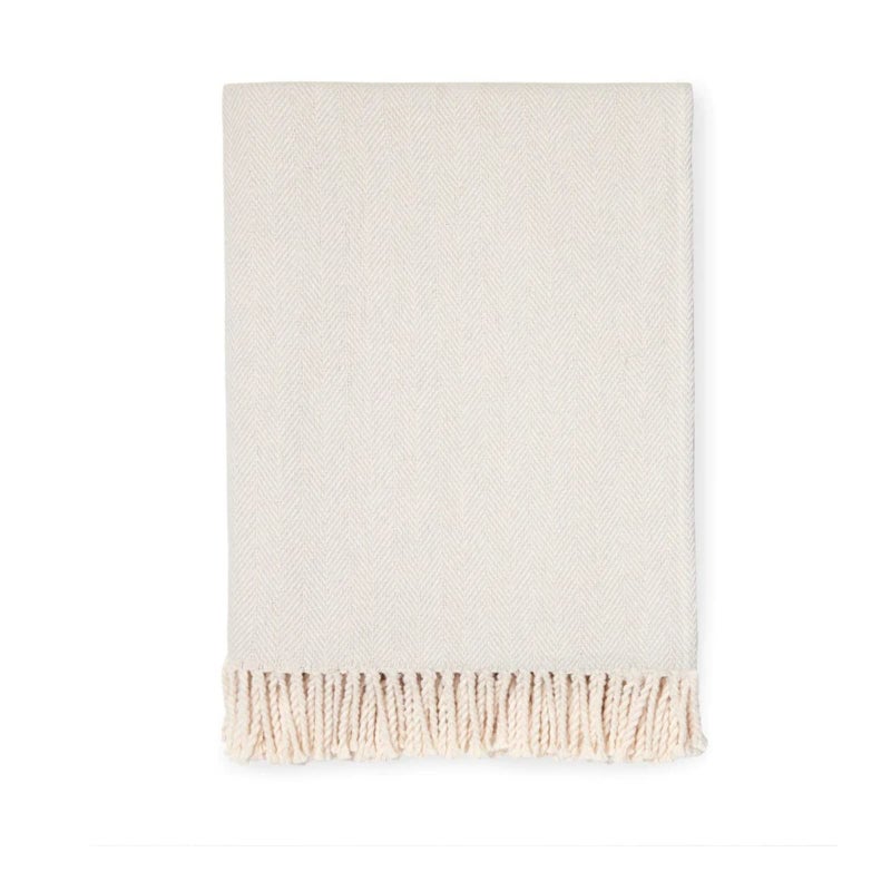 Sferra Celine Herringbone, 100% Cotton Throw Blanket - Tin - Image 1